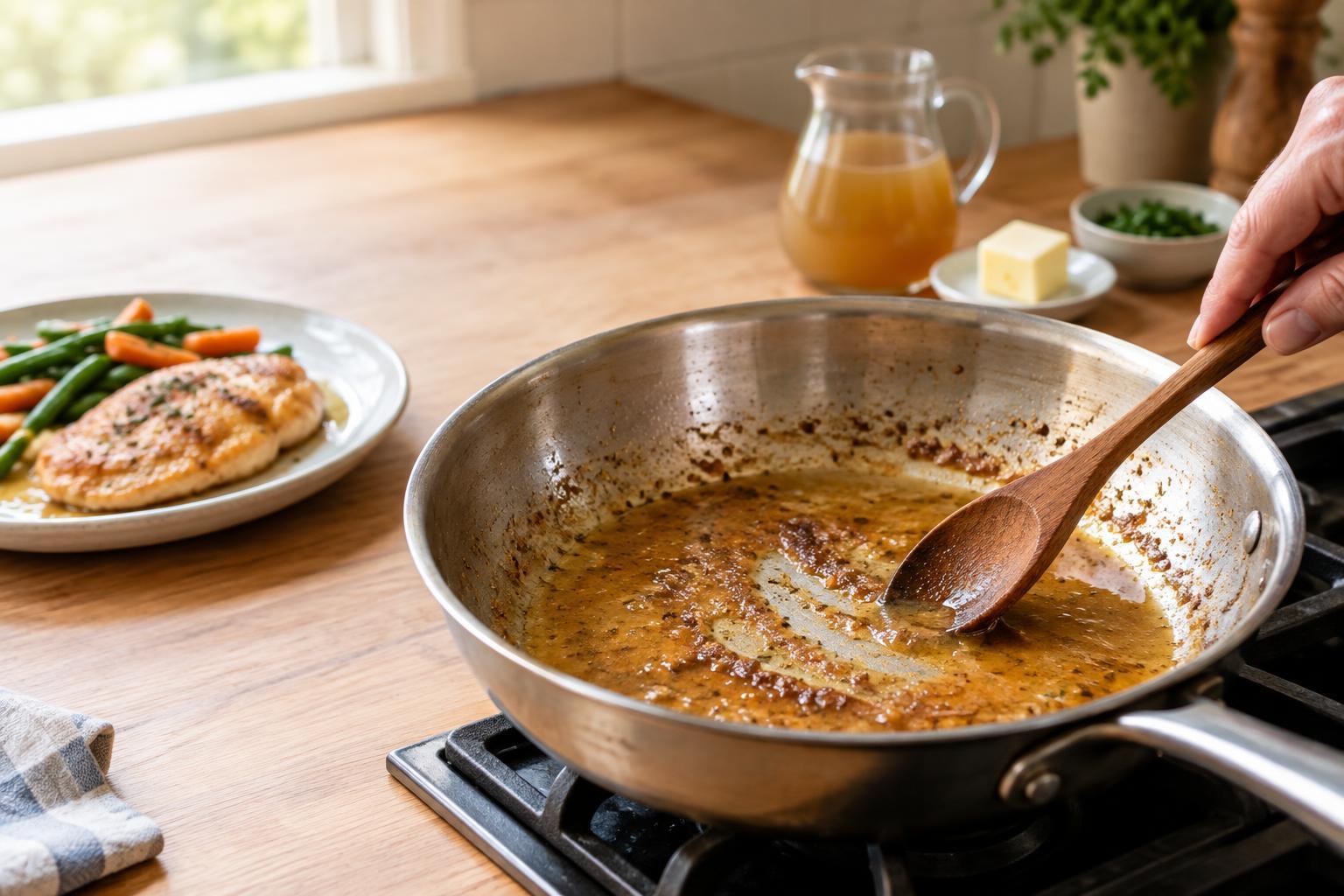 How to Make a Simple Pan Sauce from a Used Skillet
